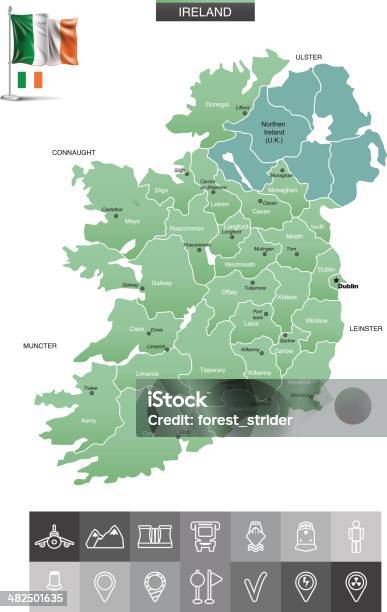 Irlandia Mapy - Stockowe grafiki wektorowe i więcej obrazów Bez ludzi - Bez ludzi, Grafika wektorowa, Ilustracja