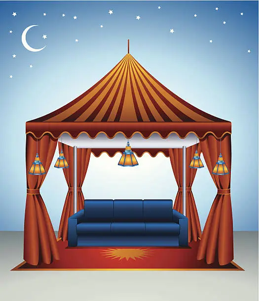 Vector illustration of Ramadan Majlis Tents for iftar