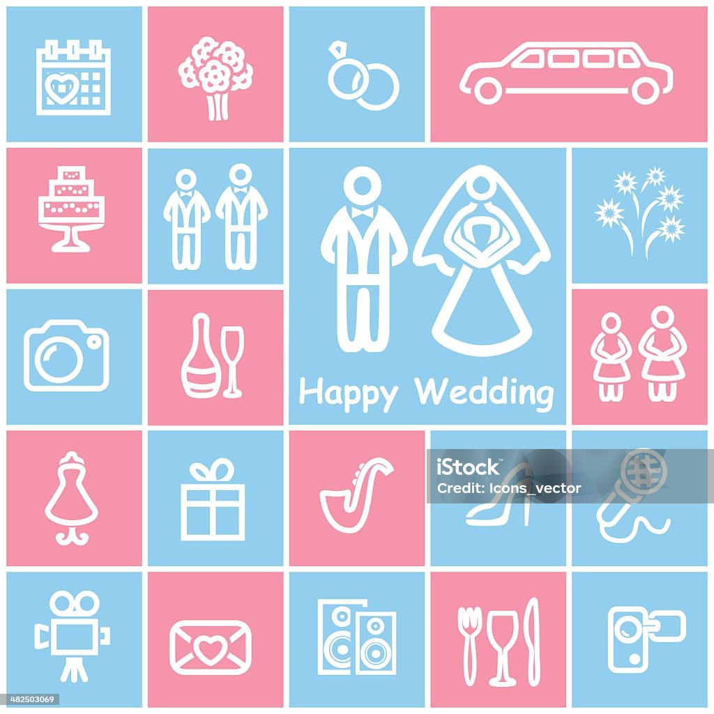 Ícones de casamento - Vetor de A Data royalty-free