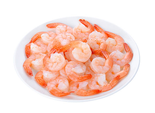istock Shrimp with white plate isolated on the white background 482503104
