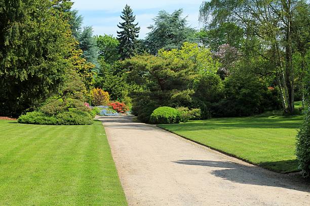 istock Well manicured park entry driveway 482504456