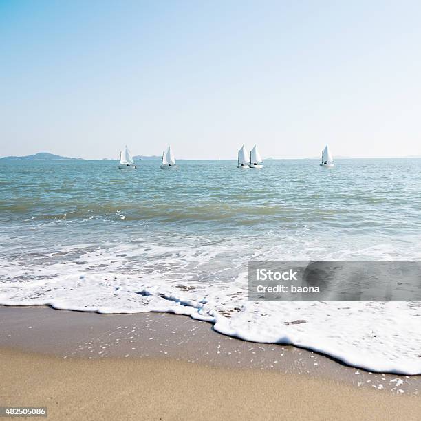 Sailboats At Sea Stock Photo - Download Image Now - 2015, Adventure, Aquatic Sport