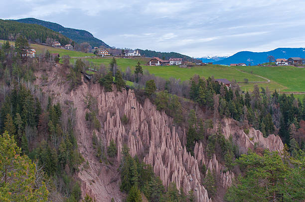 Ritten Earth Pyramids, Italy. stock photo