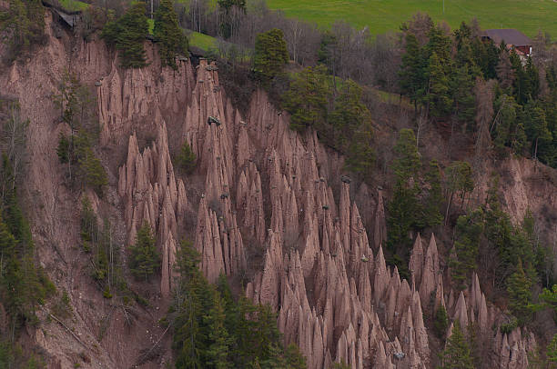 The famous Earth Pyramids, Bolzano. stock photo