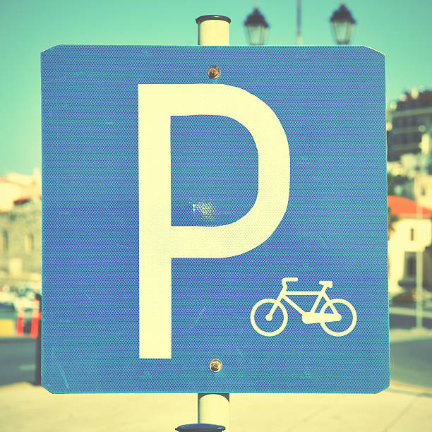 istock Bicycle parking lot sign 482505534