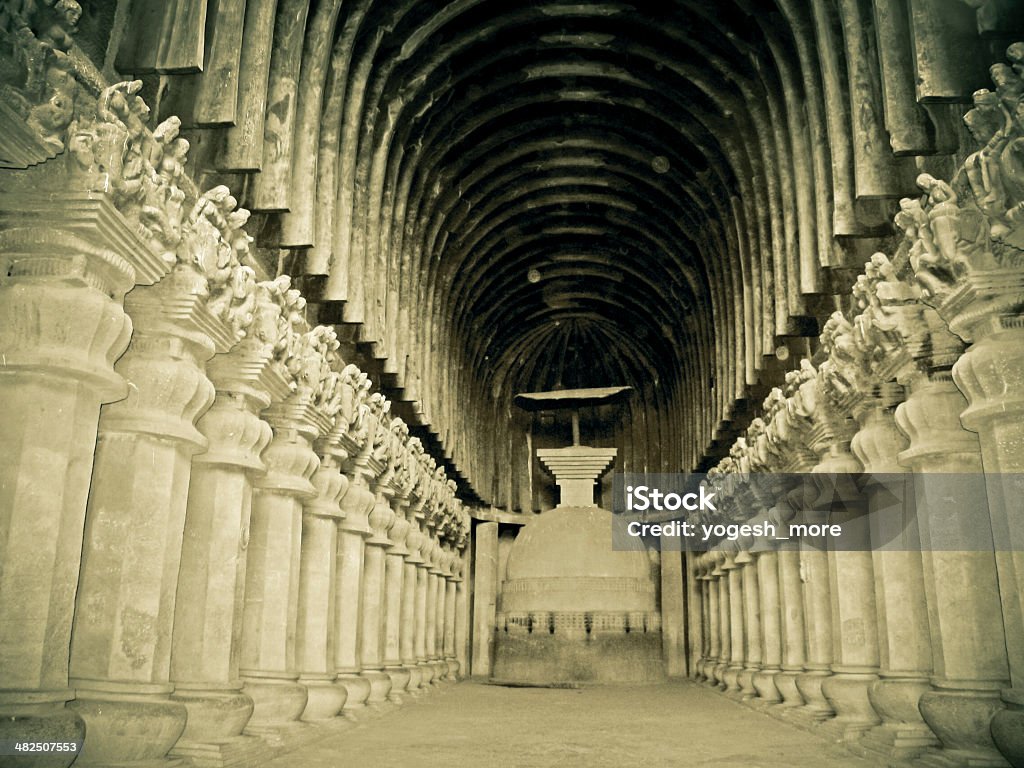 Inside karla Buddhist cave, Maharashtra, India Angel Stock Photo