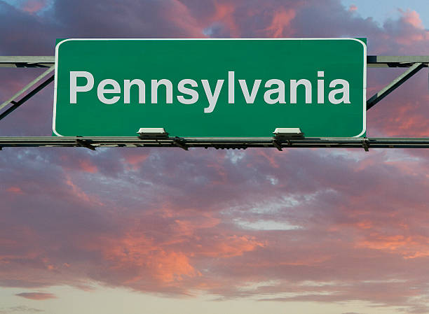 Pennsylvania Sign  A Pennsylvania road sign concept. allentown pennsylvania stock pictures, royalty-free photos & images