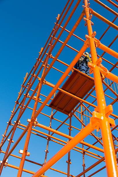 istock Scaffolding Pipes and Blue Sky 482508617