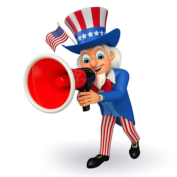 istock Illustration of Uncle Sam with loud speaker 482508727