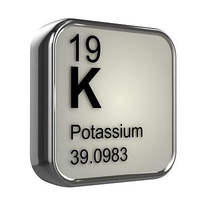 3d render of the potassium element from the periodic table