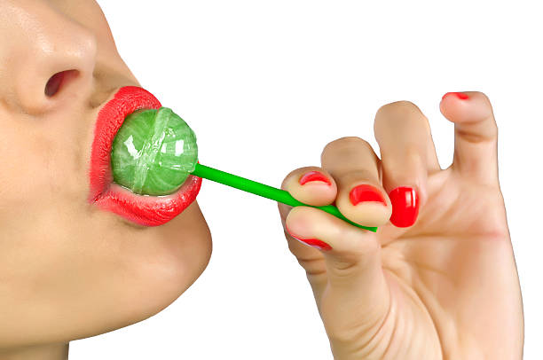 istock Cute woman with bright candy 482508781