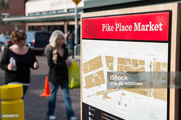 Pike Place - zdjęcia stockowe i więcej obrazów Czerwony - Czerwony, Fotografika, Główna ulica - Ulica