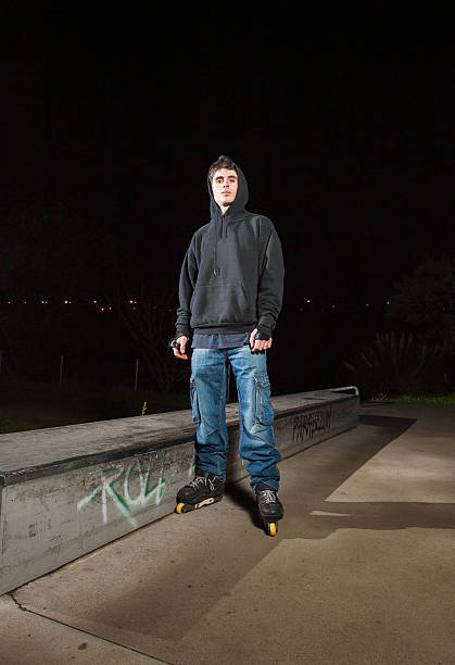 istock Rollerskater in a skateboard park at night 482509833