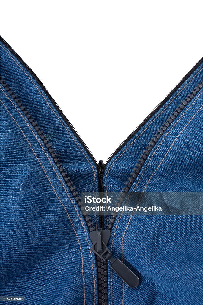 two zippers on a jeans Isolated two zippers opened until the half on a jeans and white background Abstract Stock Photo