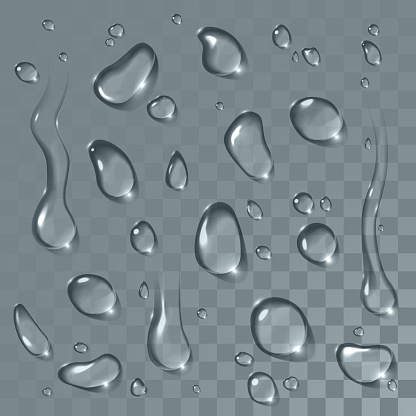 Transparent vector water drops set. Can be applied for any background without losing visibility