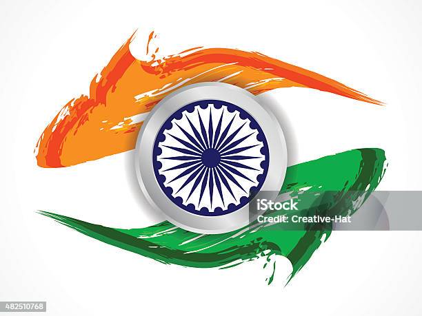 Indian Flag Theme Design Stock Illustration - Download Image Now - August, Number 15, 2015