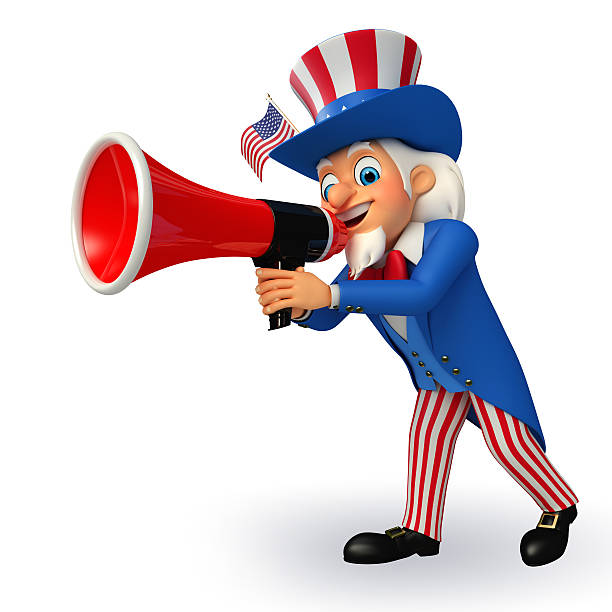 istock Illustration of Uncle Sam with loud speaker 482511401