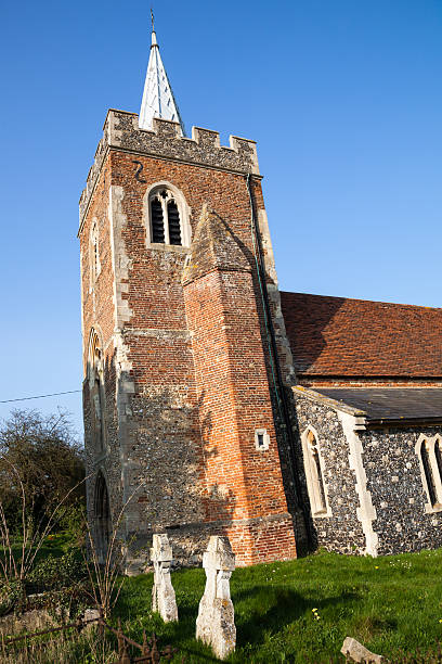 St Marys Church tower and spire Gilston Harlow Essex St Marys Church tower and spire Gilston Harlow Essex harlow essex stock pictures, royalty-free photos & images
