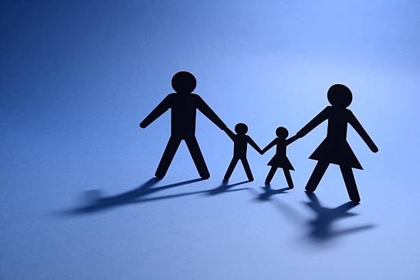 family illustration with cut out figure