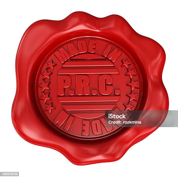 3d Render Wax Seal With Made In Prc Label Stock Photo - Download Image Now - Abstract, Ancient, Antique