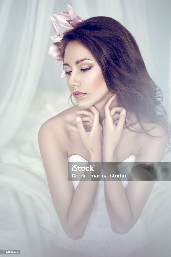 morning bride the woman in the bedroom Adult Stock Photo