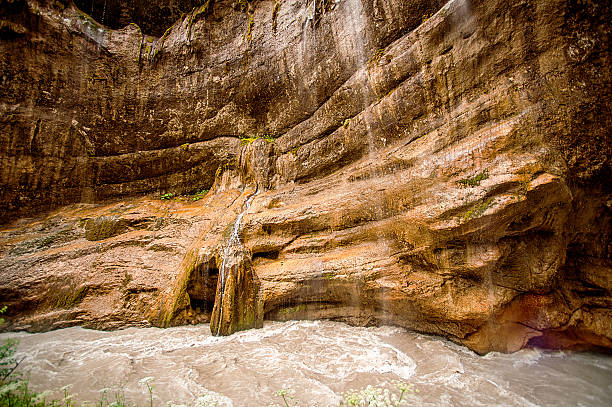 Chegem waterfalls in canyon and mountain river stock photo