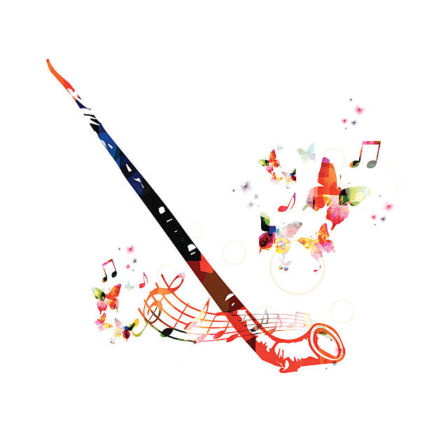 Colorful music background. Alp horn design vector Colorful music background. Alp horn design vector alpenhorn stock illustrations