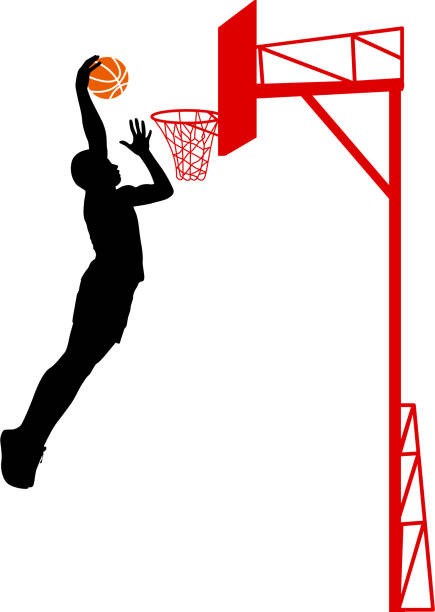 istock Black silhouettes of men playing basketball 482522942