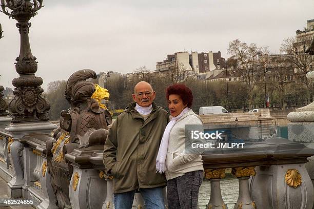 Lover Visiting Paris On The Alexander Iii Bridge Stock Photo - Download Image Now - 40-49 Years, 70-79 Years, Active Seniors