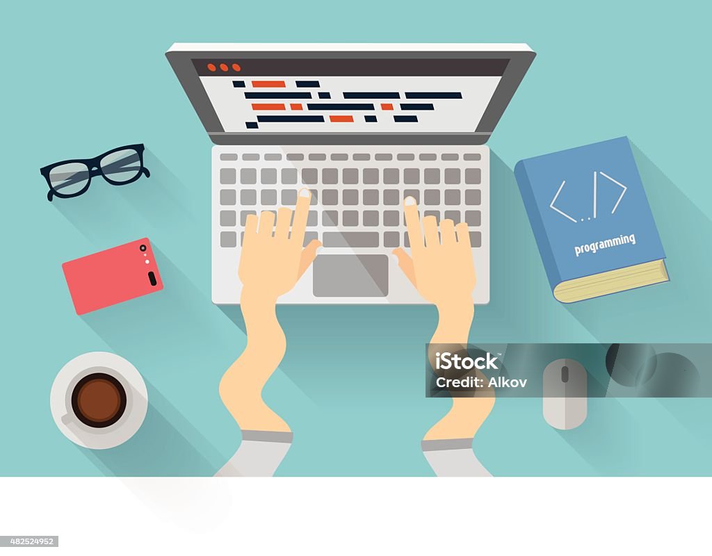 Python Developers Workplace Python Programming Concept Stock ...
