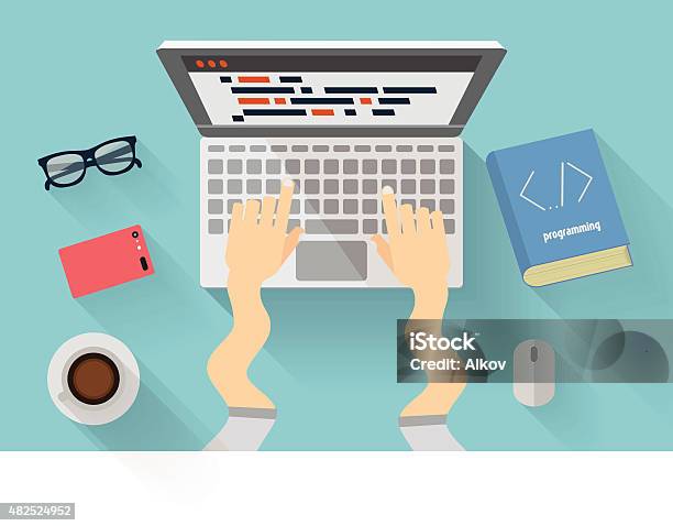 Python Developers Workplace Python Programming Concept Stock ...