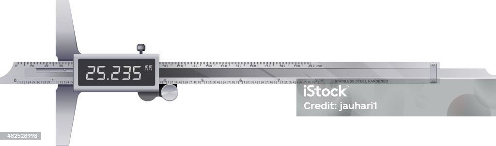 Precision Measurement Tool - Height Measurement This illustration is AI10 EPS contains a transparency blend and partial blur effect, which makes up the reflective/highlight shape for the icon. 2015 stock vector