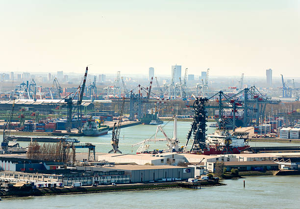 Rotterdam, the Netherlands - March 20, 2014: Rotterdam harbour, achterhaven and Voorhaven