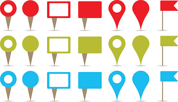 map pins map pins in colors, red, green and blue pin flag stock illustrations