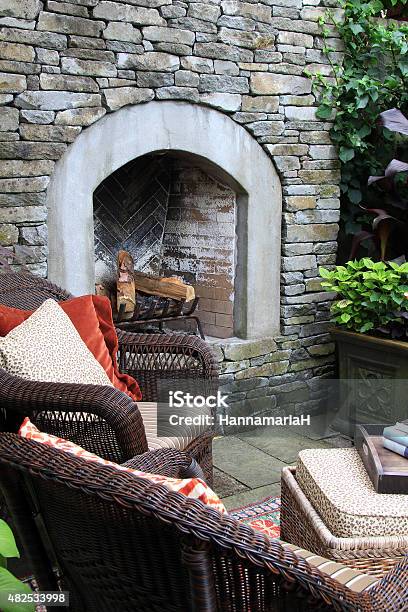 Outdoor Garden Fireplace Stock Photo - Download Image Now - Fireplace, Patio, Outdoors