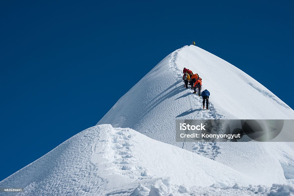 Imja Tse or Island peakclimbing, Everest region, Nepal Island peak is one of the most popular trekking peak in Nepal. Mt. Everest Stock Photo