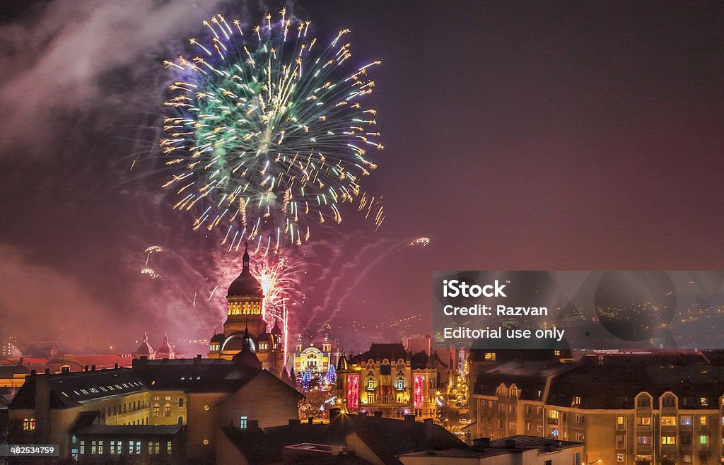 Fuochi d'artificio di Cluj-Napoca - Foto stock royalty-free di Cluj-Napoca