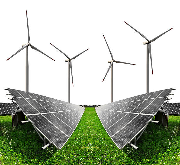 Free picture: Solar power arrays and wind turbines, an illustration of ...