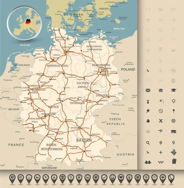 Vector illustration of Germany road map