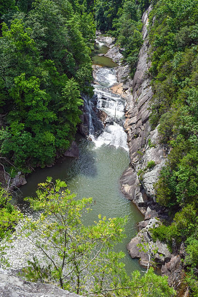 Waterfalls in a deep canyon in the Blue Ridge Mountains of Georgia.