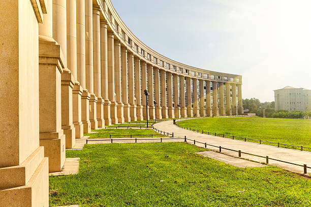 Europe Square illuminated by the morning sun in Montpellier stock photo