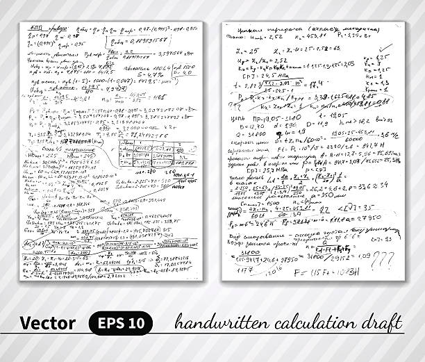 ilustrações, clipart, desenhos animados e ícones de vetor páginas por escrito do projecto de cálculos - writing instrument handwriting document note