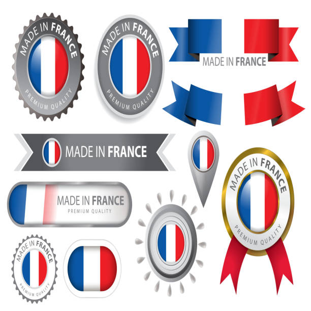 made in france seal, französische flagge (vektor kunst - insignia campaign button france french culture stock-grafiken, -clipart, -cartoons und -symbole