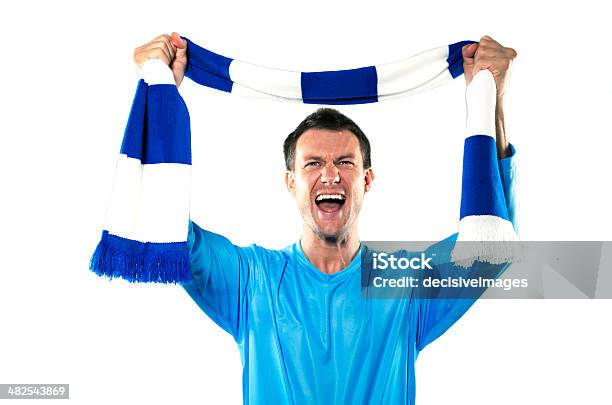 Celebrating Young Soccer Supporter With Team Scarf Stock Photo - Download Image Now - Scarf, Fan - Enthusiast, Soccer