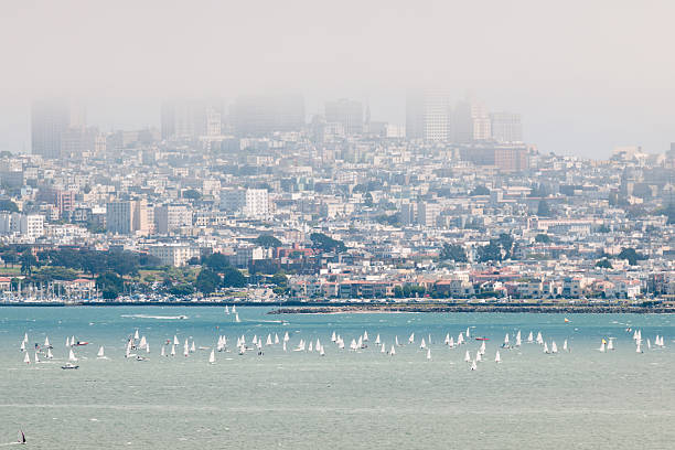 Sailing Regatta on a typical foggy day at San Francisco Bay