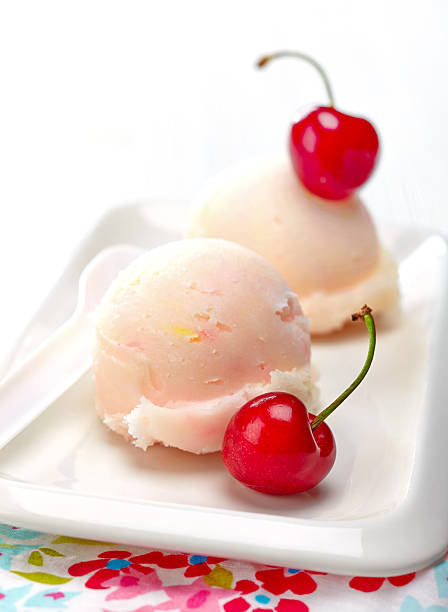 istock fruit sorbet decorated with fresh red cherry 482546597