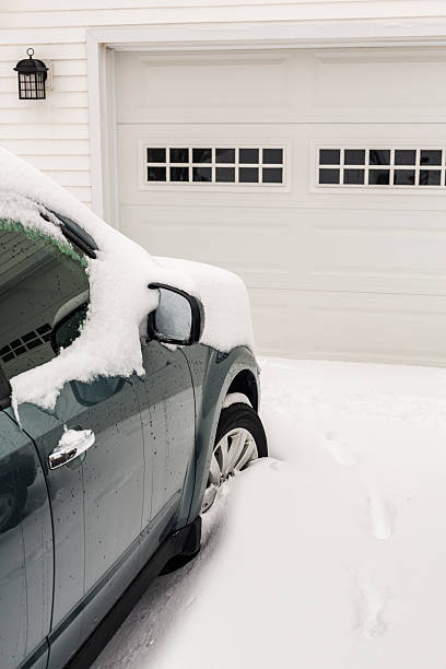 istock Winter Snow Car and Garage Door 482547465