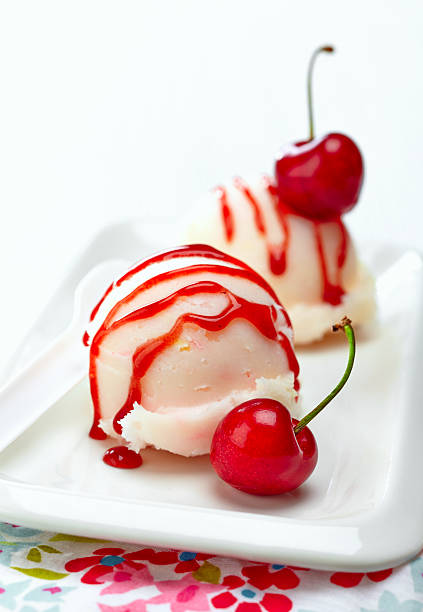 istock fruit sorbet decorated with fresh red cherry 482548167