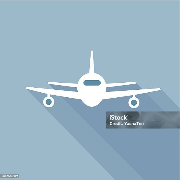 Flache Mit Langen Schatten Luft Flugzeug Stock Vektor Art und mehr Bilder von Flugzeug - Flugzeug, Kontur, Firmenflugzeug