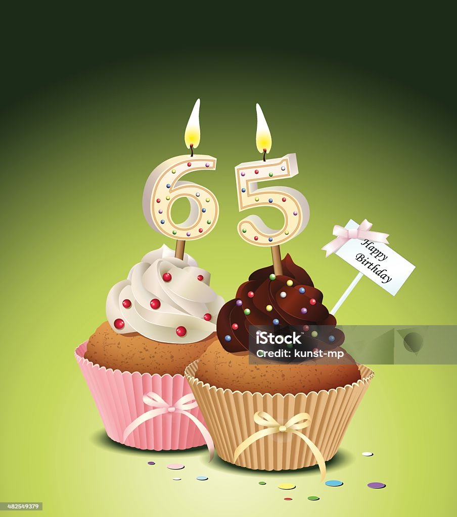 Geburtstag cupcake mit Kerze Zahl 65 - Lizenzfrei 65-69 Jahre Vektorgrafik